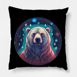 Grizzly Bear in Ornmament , Love Bears Pillow