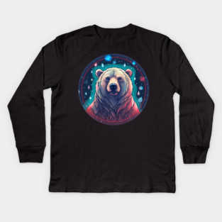 Grizzly Bear in Ornmament , Love Bears Kids Long Sleeve T-Shirt