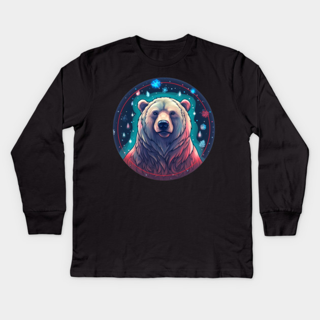 Grizzly Bear in Ornmament , Love Bears Kids Long Sleeve T-Shirt by logiamerch