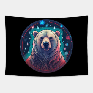 Grizzly Bear in Ornmament , Love Bears Tapestry