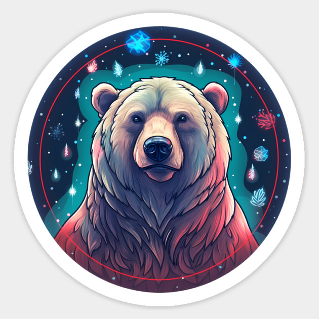 Grizzly Bear in Ornmament , Love Bears Sticker by logiamerch