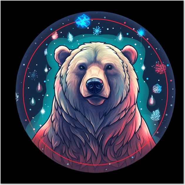 Grizzly Bear in Ornmament , Love Bears Wall Art by logiamerch