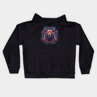 Grizzly Bear in Ornmament, Love Bears Kids Hoodie