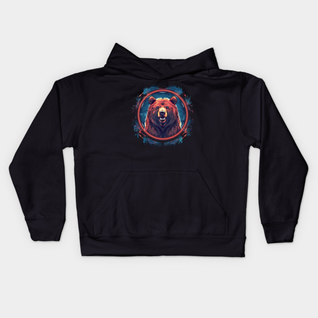 Grizzly Bear in Ornmament, Love Bears Kids Hoodie by logiamerch
