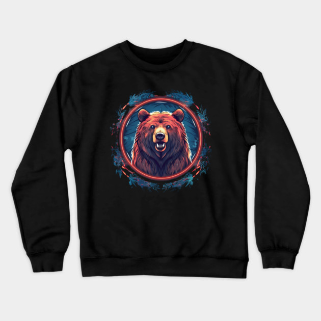 Grizzly Bear in Ornmament, Love Bears Crewneck Sweatshirt by logiamerch