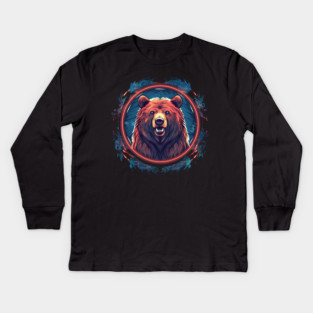 Grizzly Bear in Ornmament, Love Bears Kids Long Sleeve T-Shirt