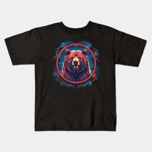 Grizzly Bear in Ornmament, Love Bears Kids T-Shirt by logiamerch