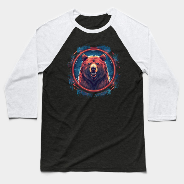 Grizzly Bear in Ornmament, Love Bears Baseball T-Shirt by logiamerch