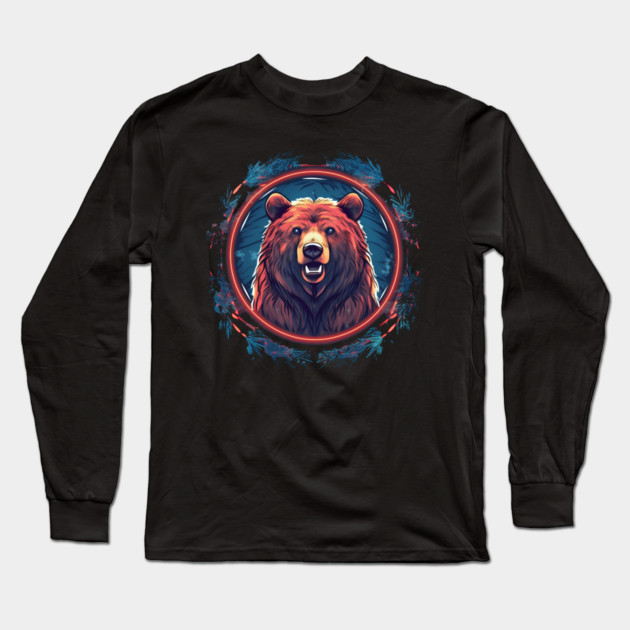 Grizzly Bear in Ornmament, Love Bears Long Sleeve T-Shirt by logiamerch