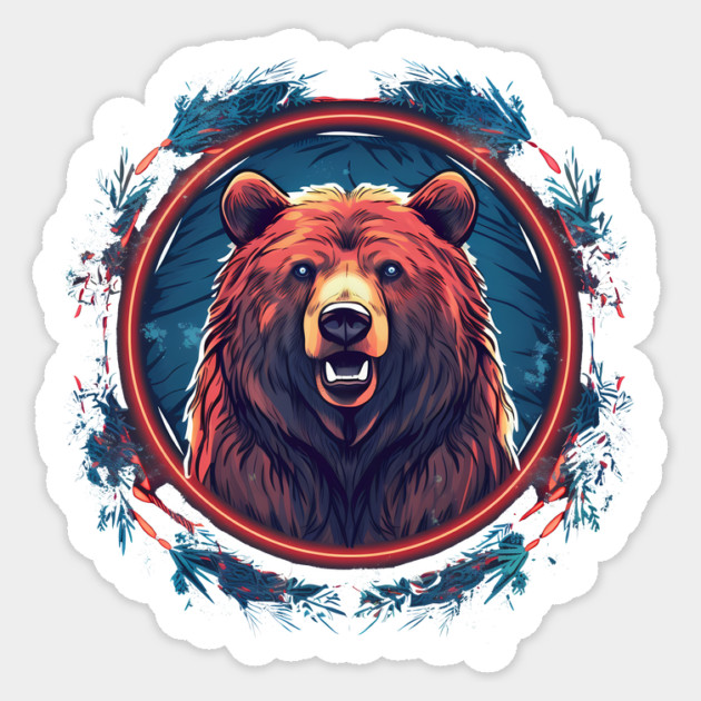 Grizzly Bear in Ornmament, Love Bears Sticker by logiamerch