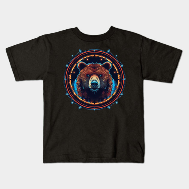 Grizzly Bear in Ornmament, Love Bears Kids T-Shirt by logiamerch