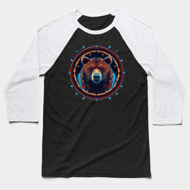 Grizzly Bear in Ornmament, Love Bears Baseball T-Shirt by logiamerch