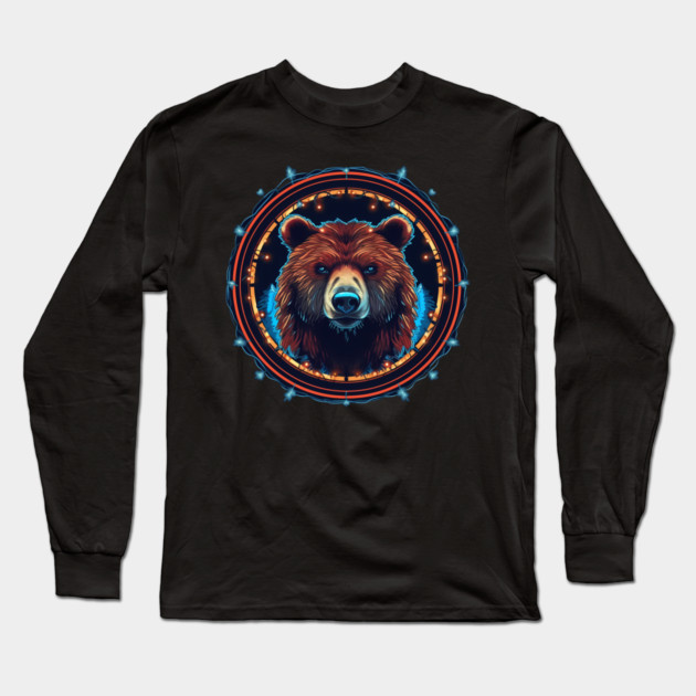 Grizzly Bear in Ornmament, Love Bears Long Sleeve T-Shirt by logiamerch