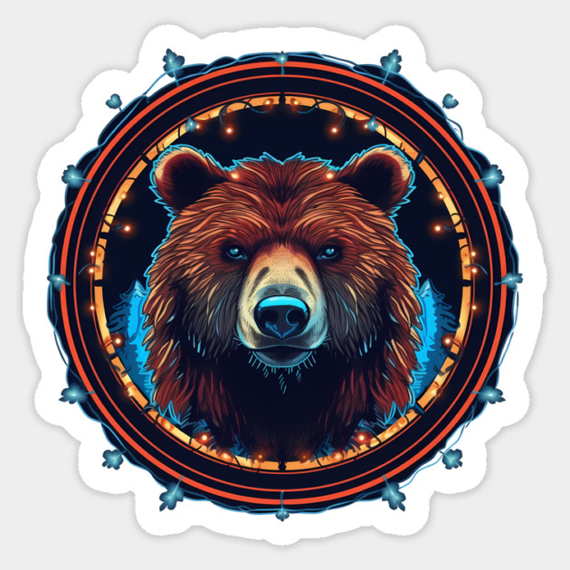 Grizzly Bear in Ornmament, Love Bears Sticker by logiamerch