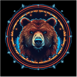 Grizzly Bear in Ornmament, Love Bears Posters and Art