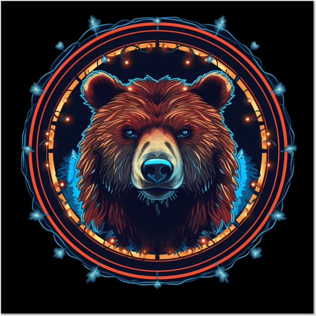 Grizzly Bear in Ornmament, Love Bears Wall Art by logiamerch