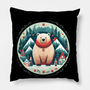 Grizzly Bear in Ornmament, Love Bears Pillow