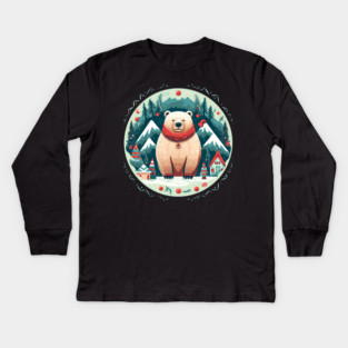 Grizzly Bear in Ornmament, Love Bears Kids Long Sleeve T-Shirt