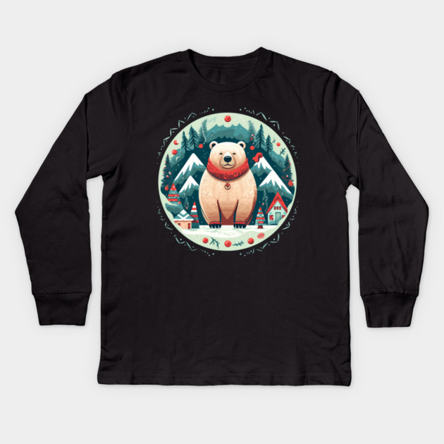 Grizzly Bear in Ornmament, Love Bears Kids Long Sleeve T-Shirt by logiamerch