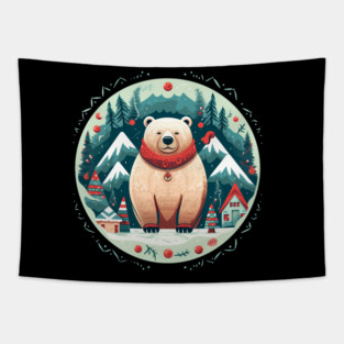 Grizzly Bear in Ornmament, Love Bears Tapestry
