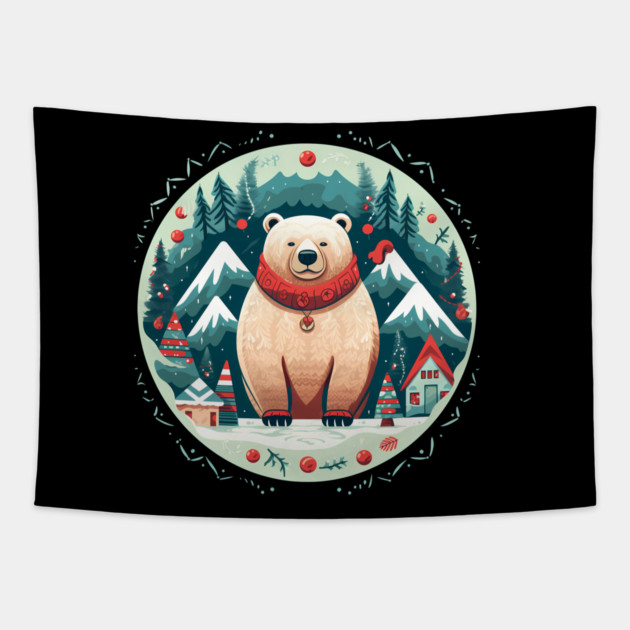 Grizzly Bear in Ornmament, Love Bears Tapestry by logiamerch