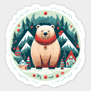 Grizzly Bear in Ornmament, Love Bears Sticker