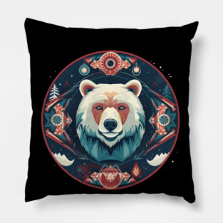 Grizzly Bear in Ornmament , Love Bears Pillow
