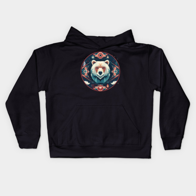 Grizzly Bear in Ornmament , Love Bears Kids Hoodie by logiamerch