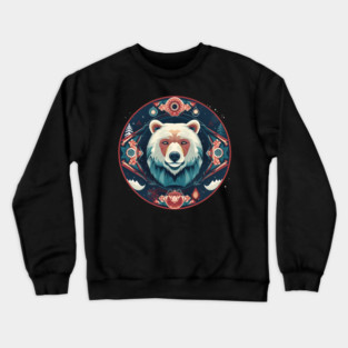 Grizzly Bear in Ornmament , Love Bears Crewneck Sweatshirt