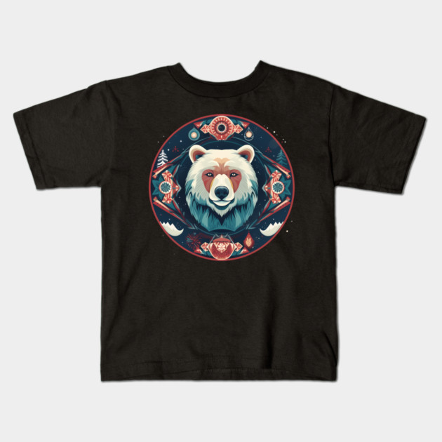 Grizzly Bear in Ornmament , Love Bears Kids T-Shirt by logiamerch