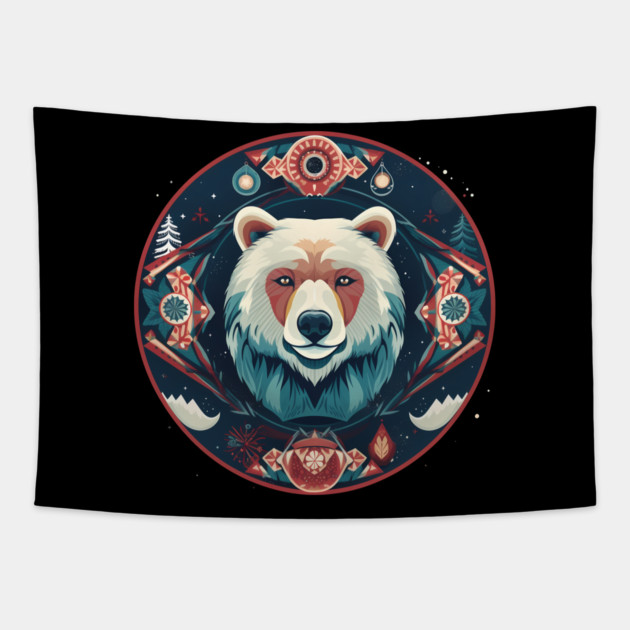 Grizzly Bear in Ornmament , Love Bears Tapestry by logiamerch