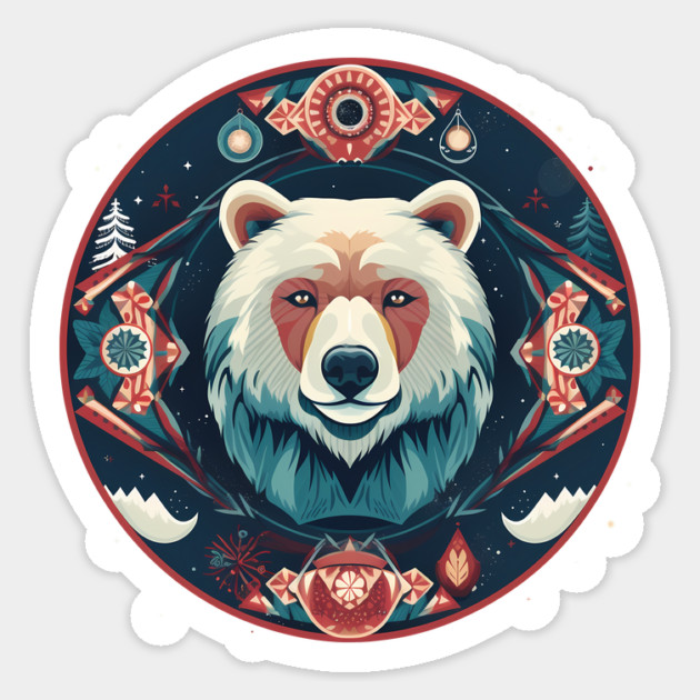 Grizzly Bear in Ornmament , Love Bears Sticker by logiamerch