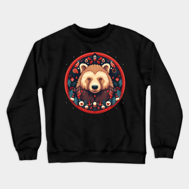 Grizzly Bear in Ornmament , Love Bears Crewneck Sweatshirt by logiamerch