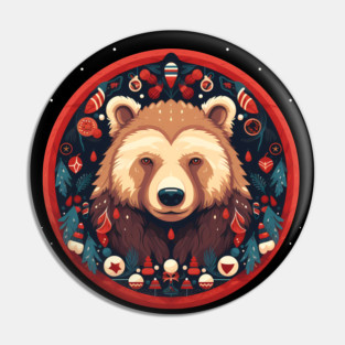 Grizzly Bear in Ornmament , Love Bears Pin