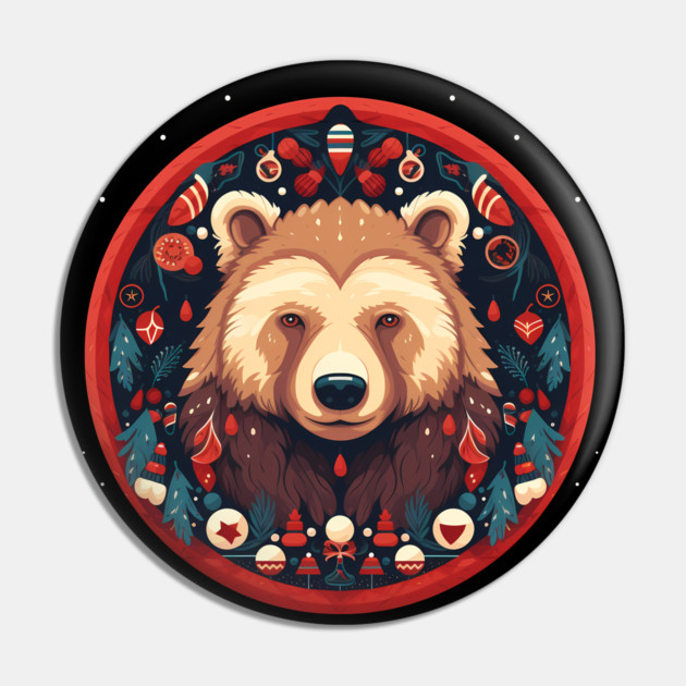 Grizzly Bear in Ornmament , Love Bears Pin by logiamerch