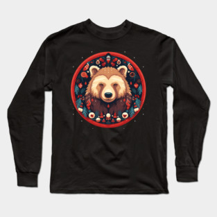 Grizzly Bear in Ornmament , Love Bears Long Sleeve T-Shirt