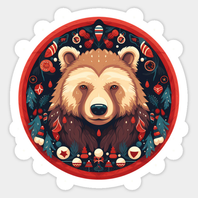 Grizzly Bear in Ornmament , Love Bears Sticker by logiamerch
