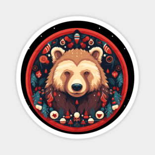 Grizzly Bear in Ornmament , Love Bears Magnet