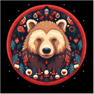 Grizzly Bear in Ornmament , Love Bears Posters and Art