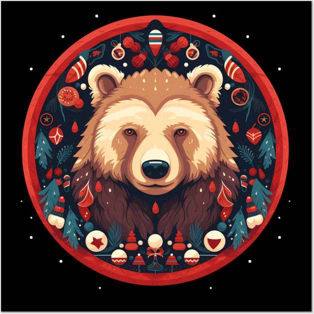 Grizzly Bear in Ornmament , Love Bears Wall Art by logiamerch