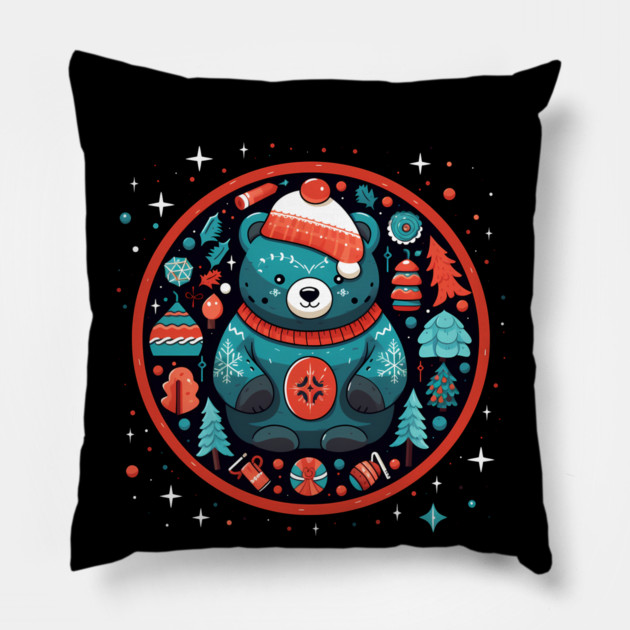 Grizzly Bear in Ornmament , Love Bears Pillow by logiamerch