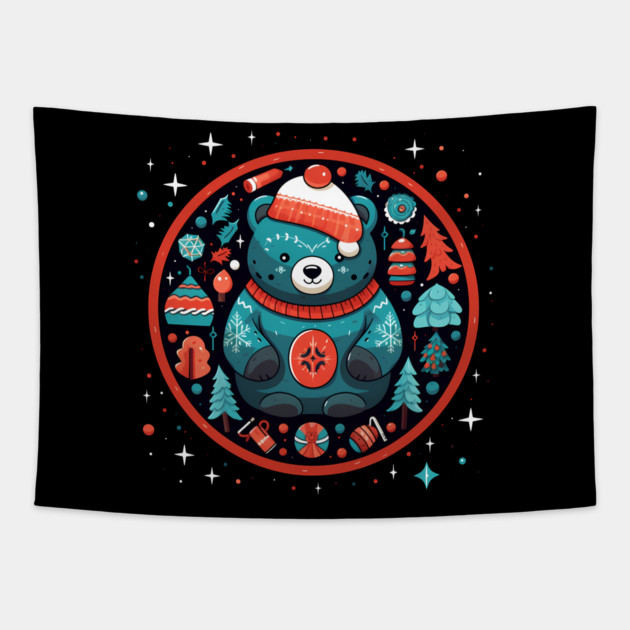 Grizzly Bear in Ornmament , Love Bears Tapestry by logiamerch