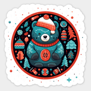 Grizzly Bear in Ornmament , Love Bears Sticker