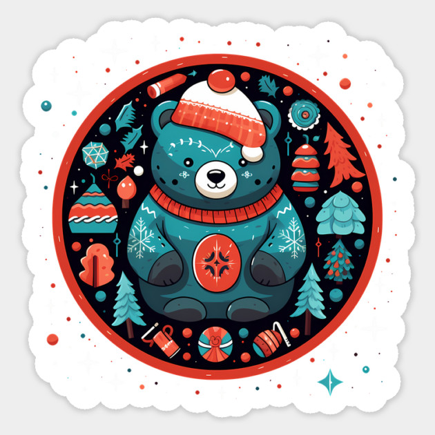 Grizzly Bear in Ornmament , Love Bears Sticker by logiamerch