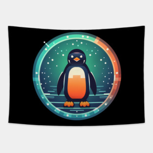 Penguin in Ornmament , Love Penguins Tapestry