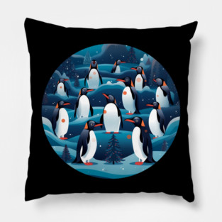 Penguin in Ornmament , Love Penguins Pillow