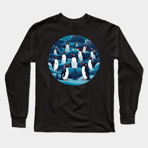 Penguin in Ornmament , Love Penguins Long Sleeve T-Shirt by logiamerch