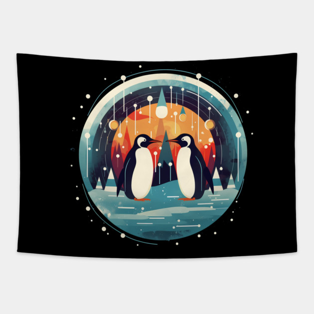 Penguin in Ornmament , Love Penguins Tapestry by logiamerch