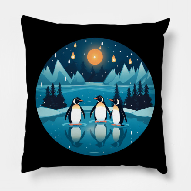 Penguin in Ornmament, Love Penguins Pillow by logiamerch