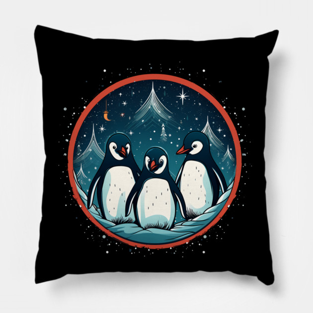 Penguin in Ornmament, Love Penguins Pillow by logiamerch